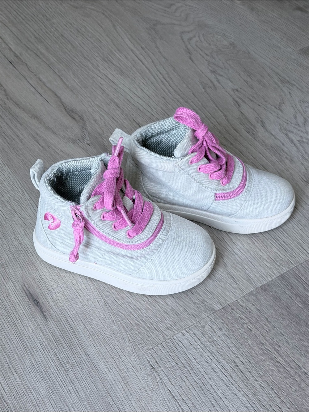 Billy Footwear High-Top Canvas Sneakers - Gray with Pink Accents (8)